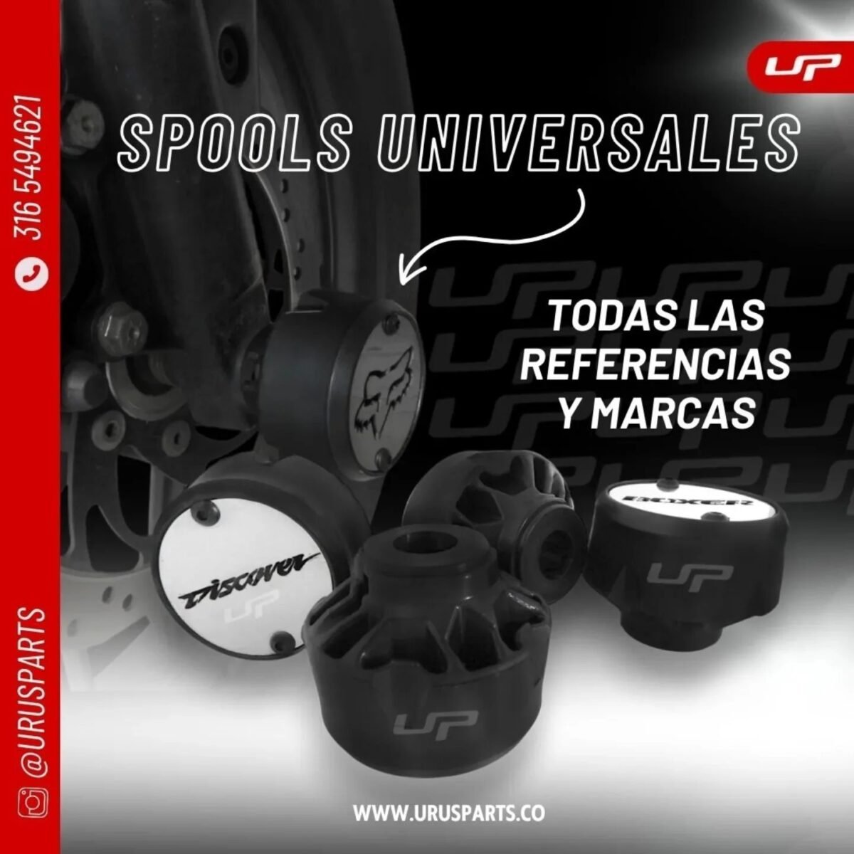 Slider Spools Universal Eje Llantas Delantero Y Trasero X4 - Imagen 3