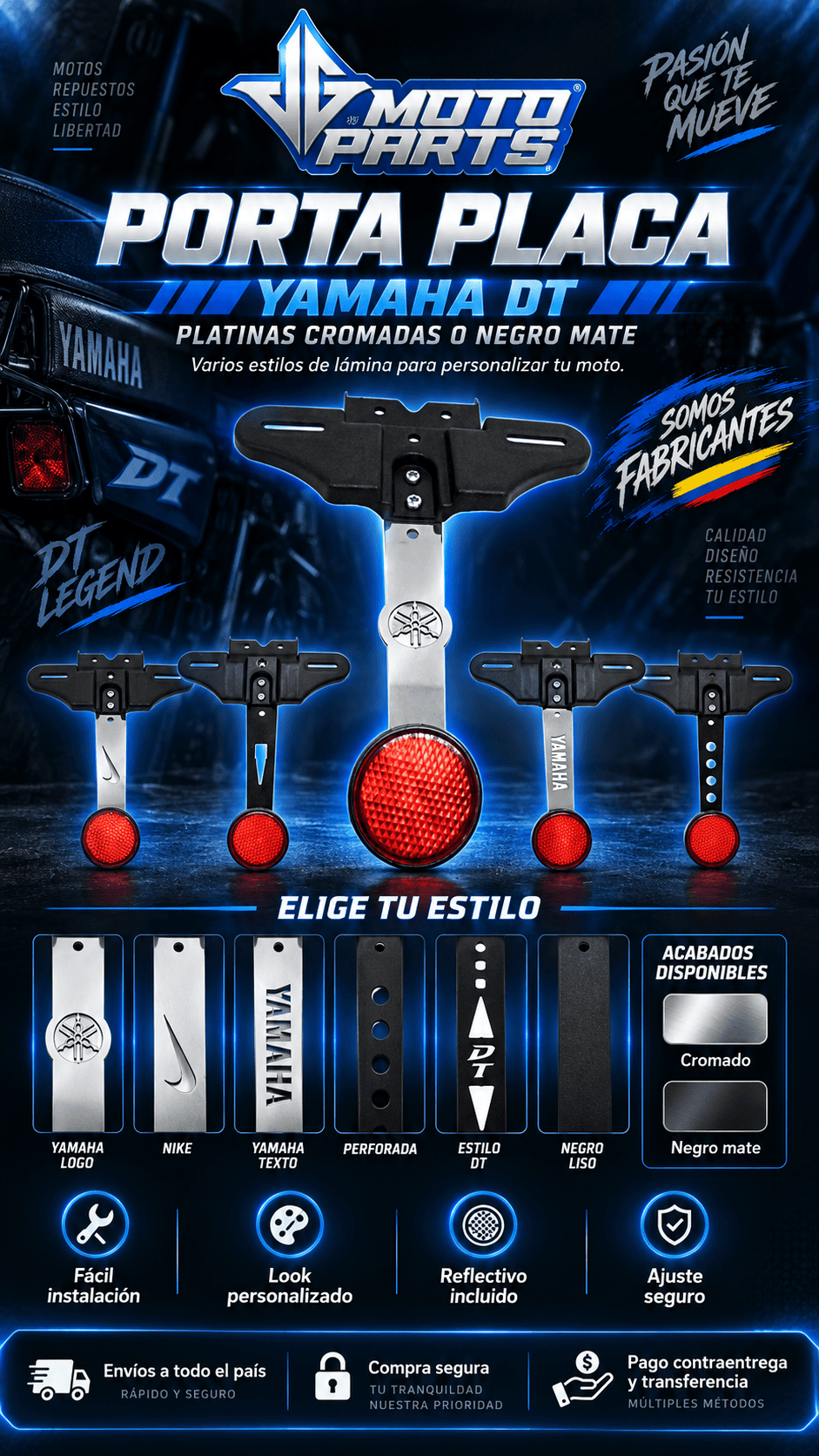 2025/12/1002701868.png Porta Placa Yamaha Dt Dtk Completo Tragaluz Y Lagrima - Imagen 1