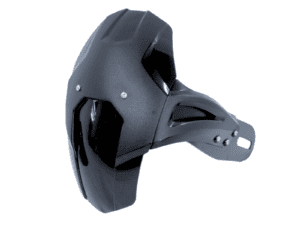 Guardabarro Trasero Universal Monobrazo negro — pieza y soporte
