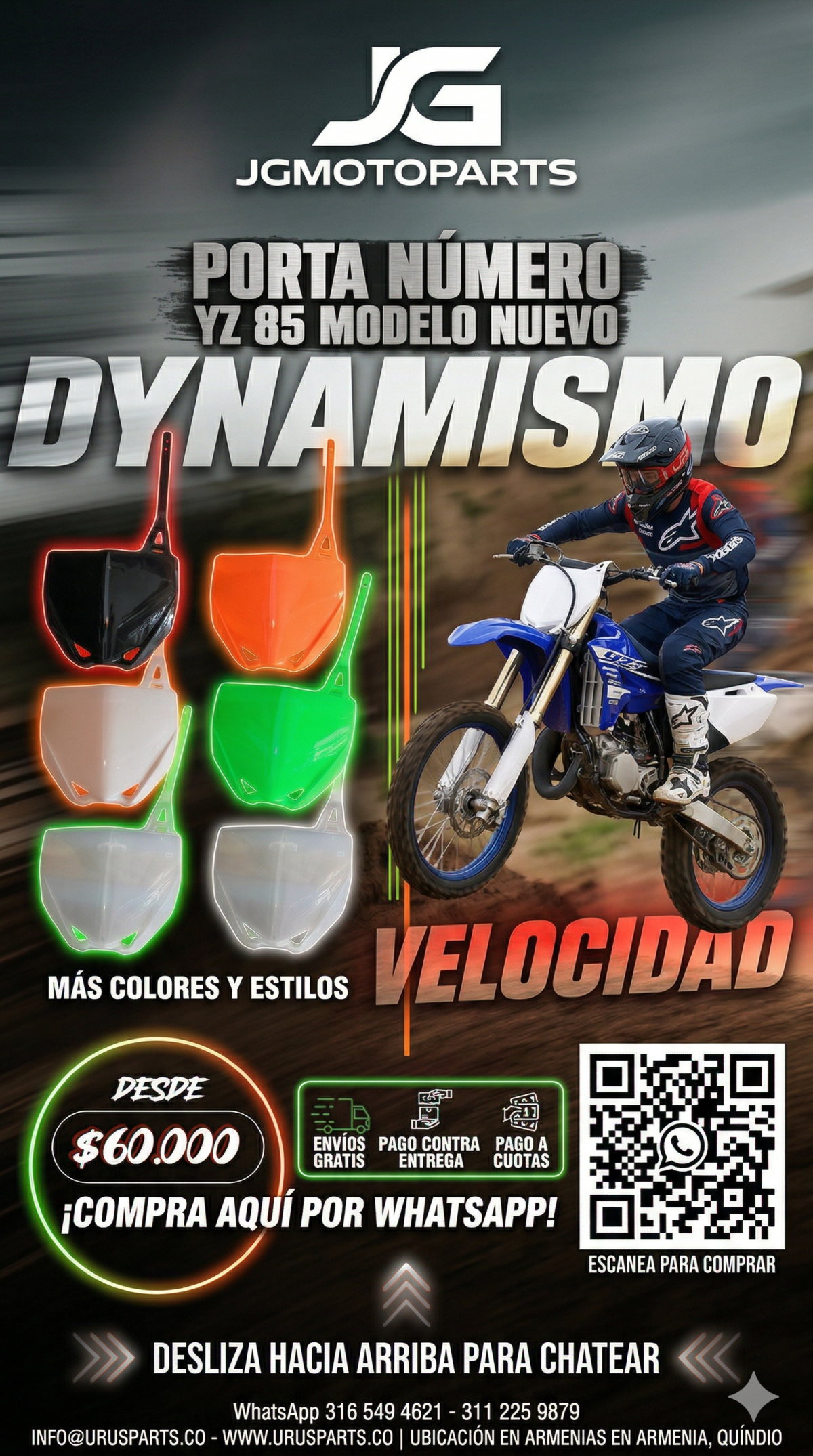 Porta Número Number Plate Tabla Yamaha YZ 85 Modelo New - Imagen 3