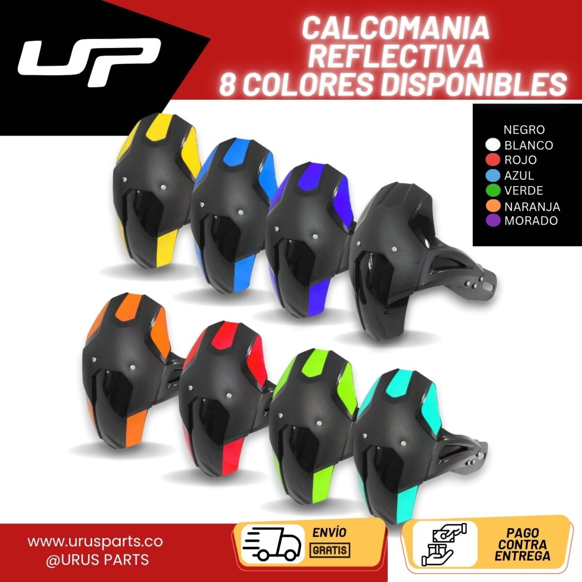 Guardabarro Trasero Universal Monobrazo — calcomanías reflectivas