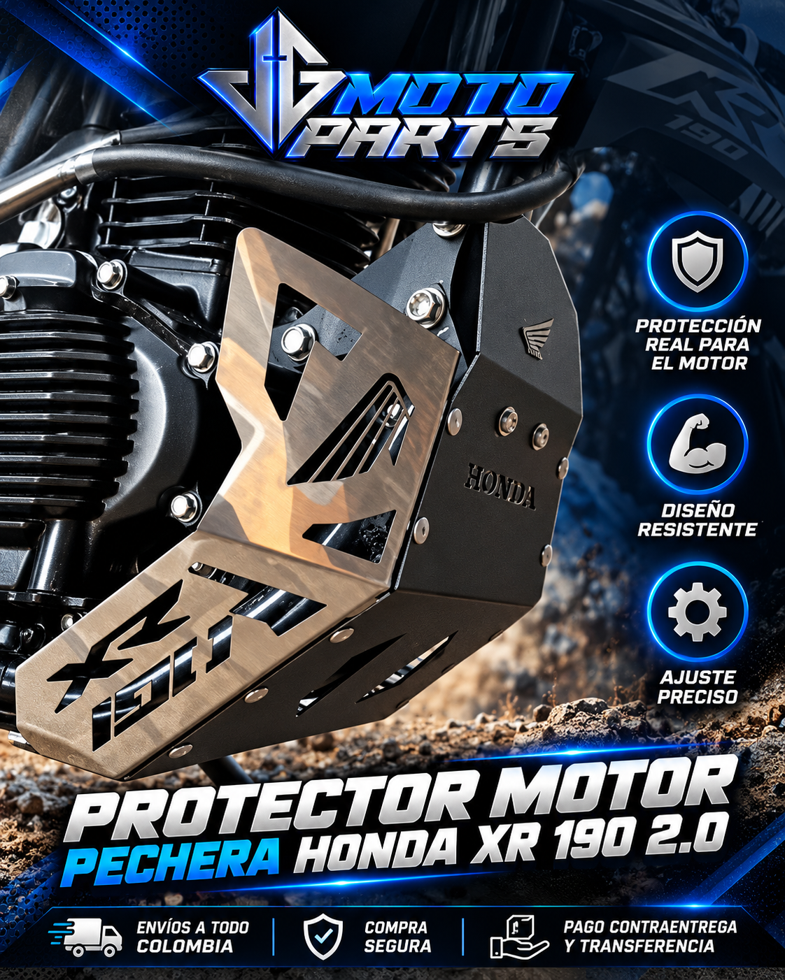 Protector Honda XR 190 2.0 Protector de Motor Pechera Honda XR190L 2.0 - Imagen 1